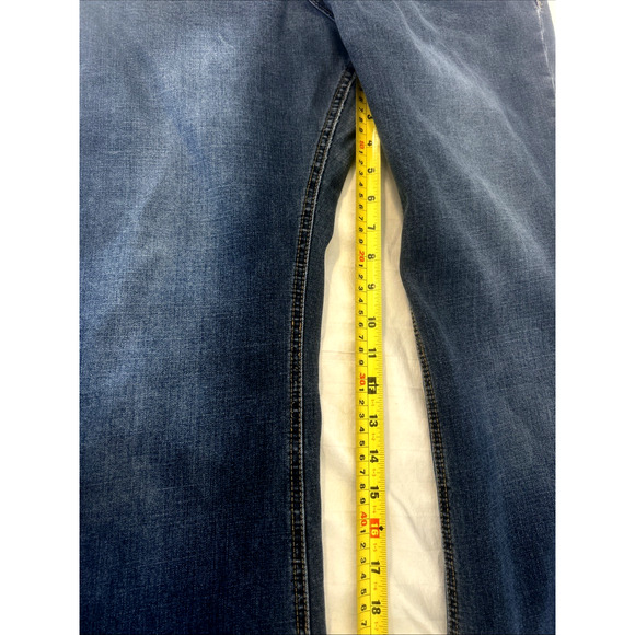 Premiere Demin Jeans Size 36x30 Wide Flair Cross Embellished Pockets Bling Studs - Picture 6 of 9